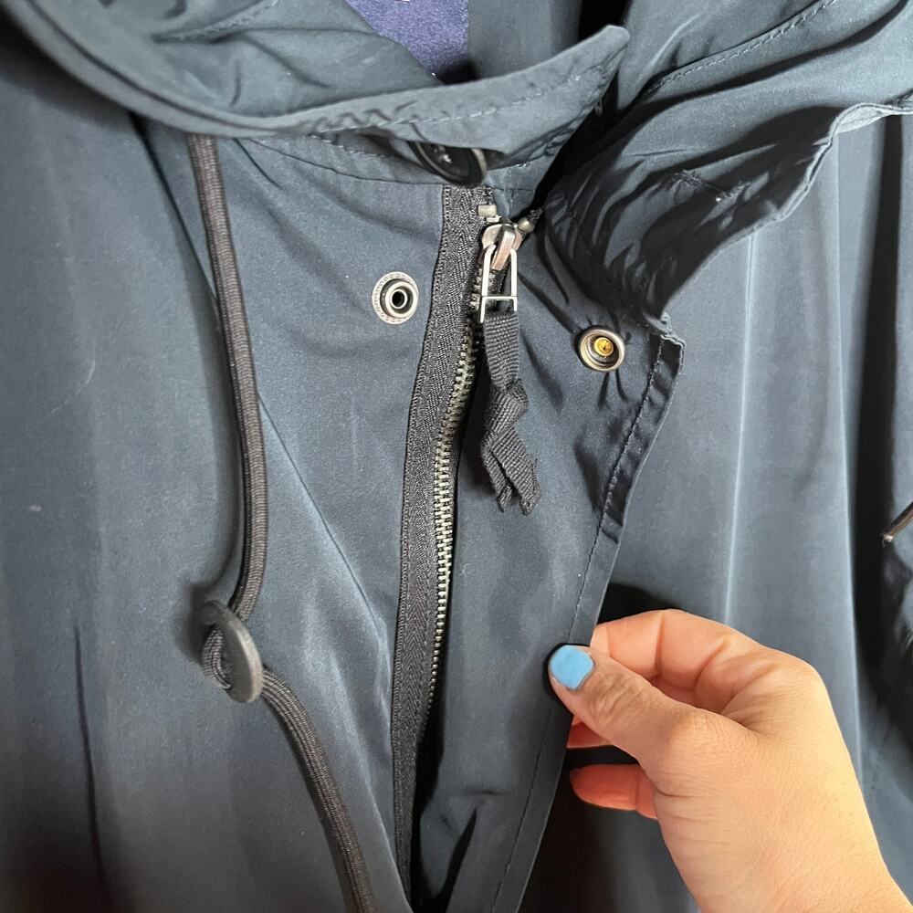 Gap Hooded Rain Coat Trenchcoat  Utilitycore Women Navy Blue Large - Picture 3 of 8